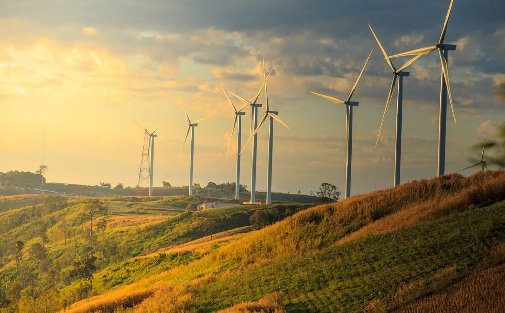 Some windmills are generating electricity, which is a sustainable way for generating electricity.