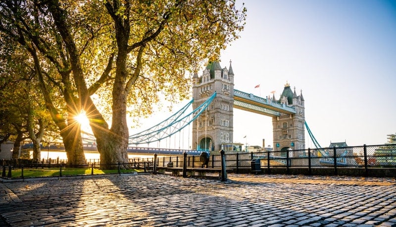 London bridge during sunset.