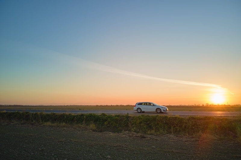 An Electric car is running on the road.