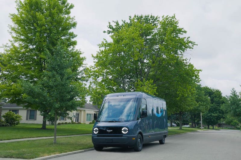 A Rivian Commercial Van LCV.